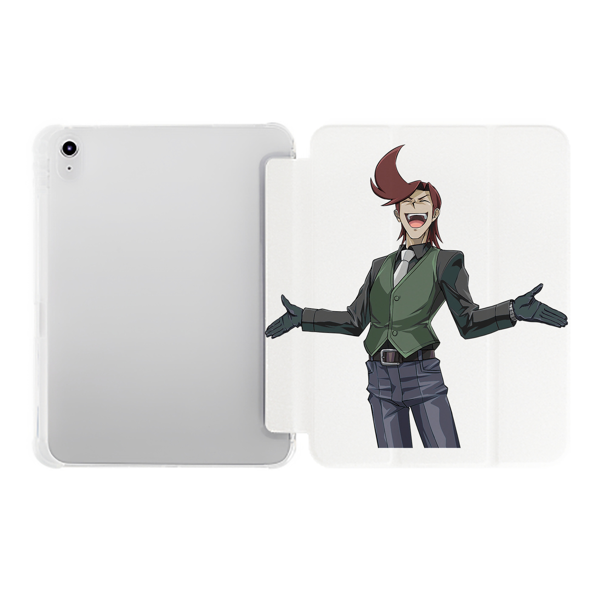 （画像用） 遊☆戯☆王 Yu-Gi-Oh! IPad ケース ペン収納付き 三つ折りスタンド PUレザー×シリコン 対応機種9.5/10.5/10.9インチ